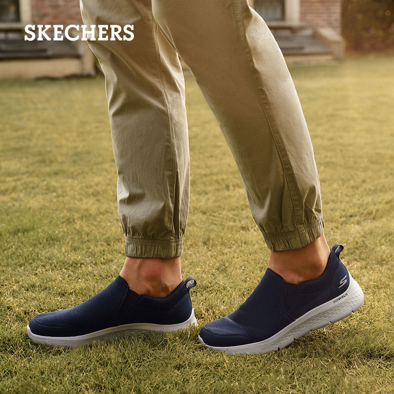 Skechers斯凯奇春季男鞋轻质一脚蹬健步鞋老人鞋运动休闲鞋乐福鞋