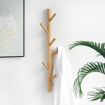 L Free Punch Clothing Cap Rack Hung Hanger Wall Bedroom Door Rear Hook Hung Clothes Hook Clothes Hook Clothes Hook Creative Solid Wood Wall