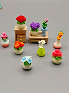 仿真荷花郁金香树脂微缩摆件