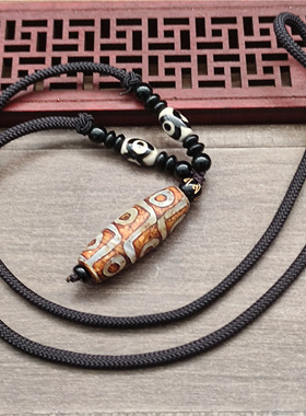 西藏九眼玛瑙天珠毛衣链男女藏式民族风项链