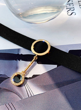 韩国性感锁骨链颈链chocker女短款项链黑色宽边遮脖子饰品颈带