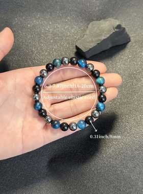 temu希音TK跨境爆款手链紫黑曜石蓝虎眼铁矿石黑胆石男女水晶手串