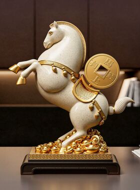 创意唐马生肖马上有钱办公室摆件家居玄关装饰品高档开业乔迁礼物