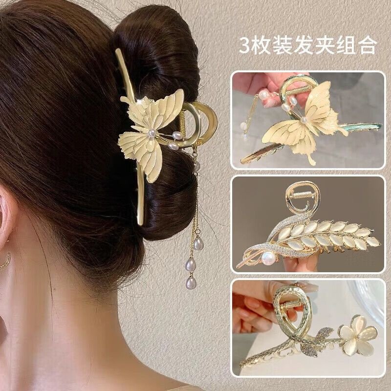 年货蝴蝶结发夹女后脑勺盘发抓夹感精致流苏鲨鱼夹生日礼物送女友,淘宝优惠券,粉丝福利购,淘宝优惠卷