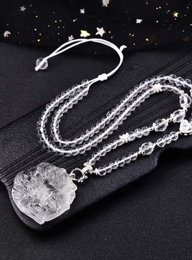 天然白水晶九尾狐毛衣链现货