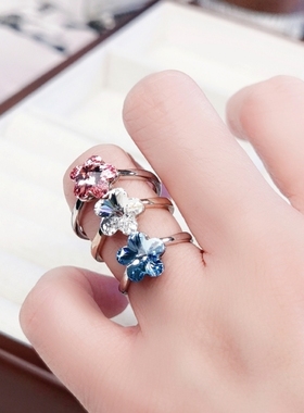 奥地利水晶戒指梅花个性设计