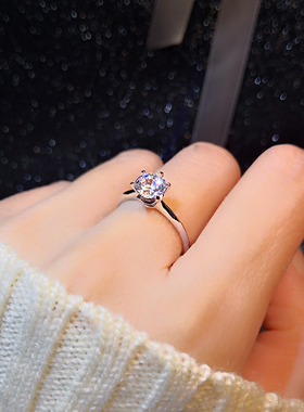 925银镀金T家1克拉六爪仿真钻戒