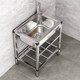 Kitchen J thickened simple 304 stainless steel sink large single tank double tank with bracket washing basin dish sink dish sink