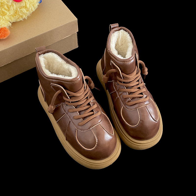 白色丑萌大头可爱雪地靴女2025新款冬季加绒加厚保暖厚底增高棉鞋 - 图3