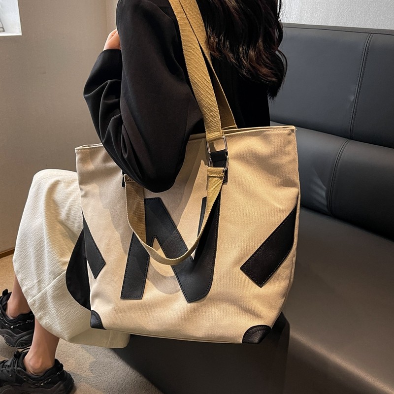 休闲大容量帆布包包女2025新款日系上课手提袋ins学生单肩托特包,淘宝优惠券,粉丝福利购,淘宝优惠卷