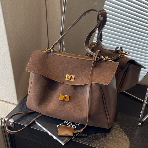 大容量麂皮绒女士包包2025新款秋冬复古单肩包上班通勤斜挎托特包 - 图1