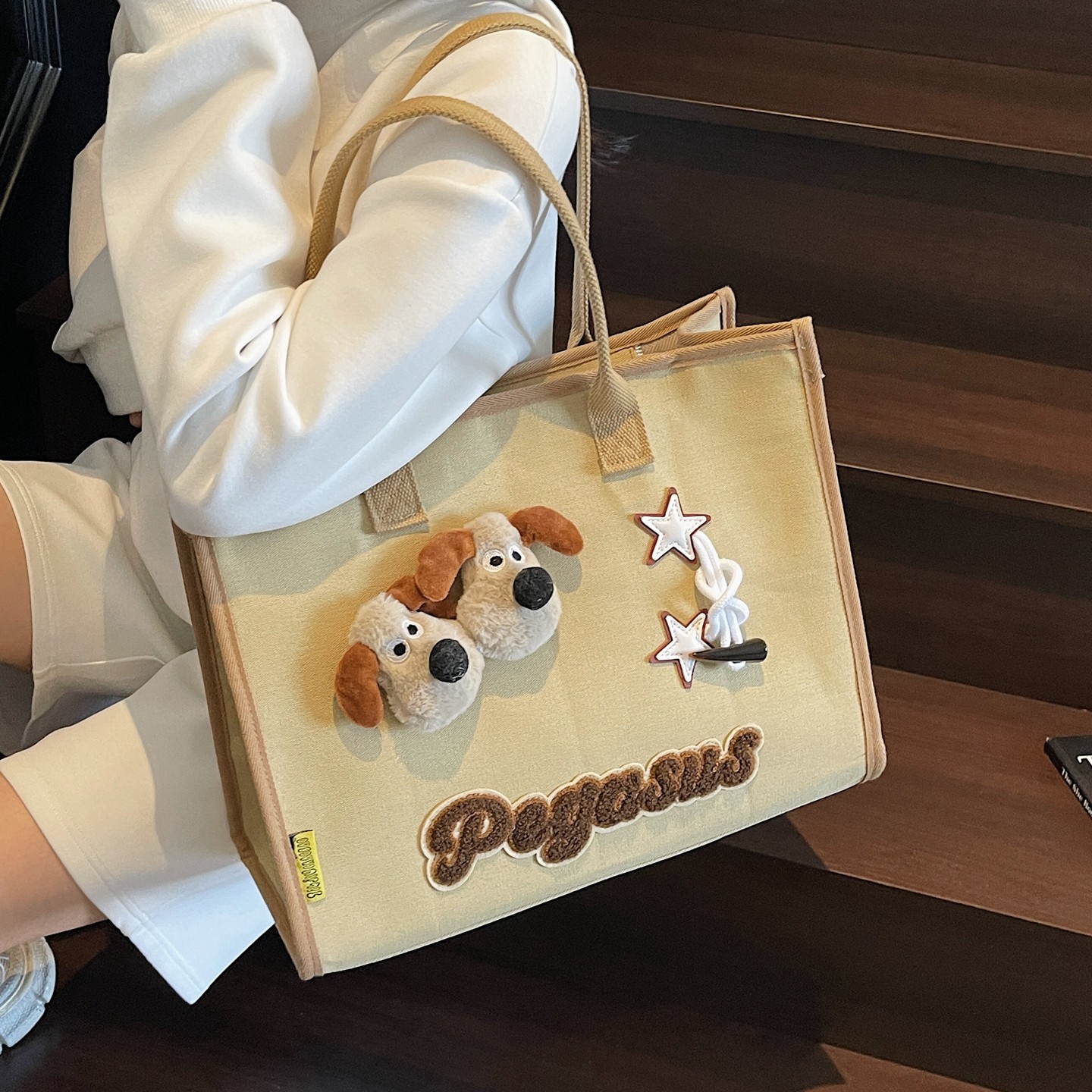 可爱卡通帆布包女2025新款大容量单肩包休闲通勤托特包旅行手提袋,淘宝优惠券,粉丝福利购,淘宝优惠卷