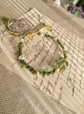 macrame编织水晶手链手绳八面体绿萤石原石手工编织手链手作礼物