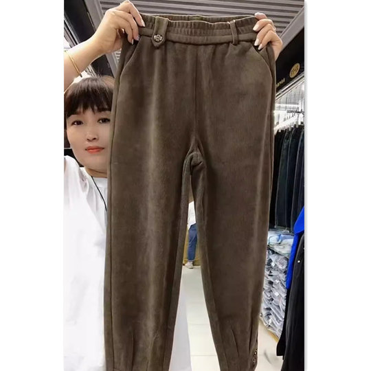 Women's Loose High Waist Chenille Casual Pants in Autumn and Winter