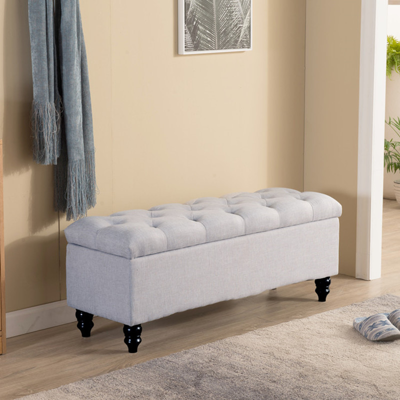 布艺欧式换鞋沙发凳储物凳服装店网红长方形收纳凳实木长条凳脚踏 - 图3