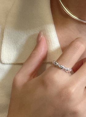 S925纯银韩版小众设计感贝壳戒指韩国风简约时尚博主款指环