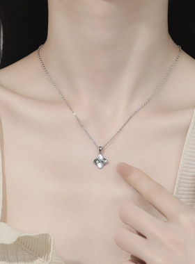 925银碎冰冰四叶草项链女时尚首饰套装手链轻奢高级感气质ins饰品