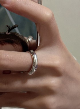 S925纯银韩版小众设计感复古光面泥鳅背戒指小红书热卖款复古指环