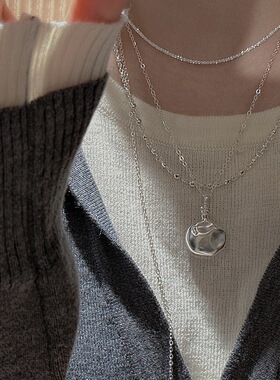 S925纯银韩版小众设计感复古酒壶毛衣链韩国风时尚简约抽拉项链