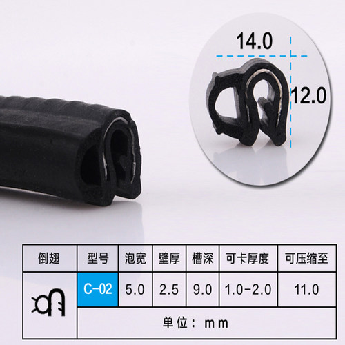 U型侧泡橡胶钢丝钢带密封条机箱机柜配电箱柜嵌条包边防水防撞条 - 图1