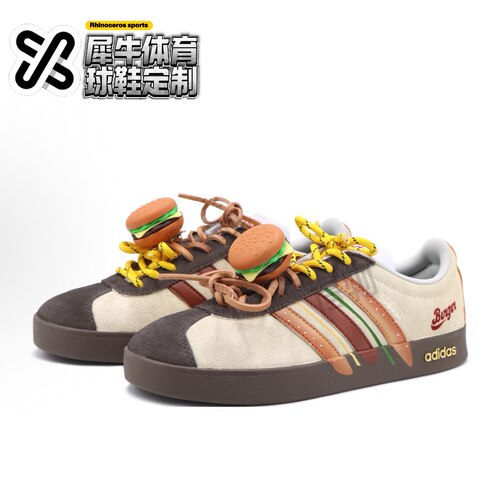 【定制球鞋】adidas neo VL Court 汉堡鞋 手绘 黄棕色 HQ1802 - 图1