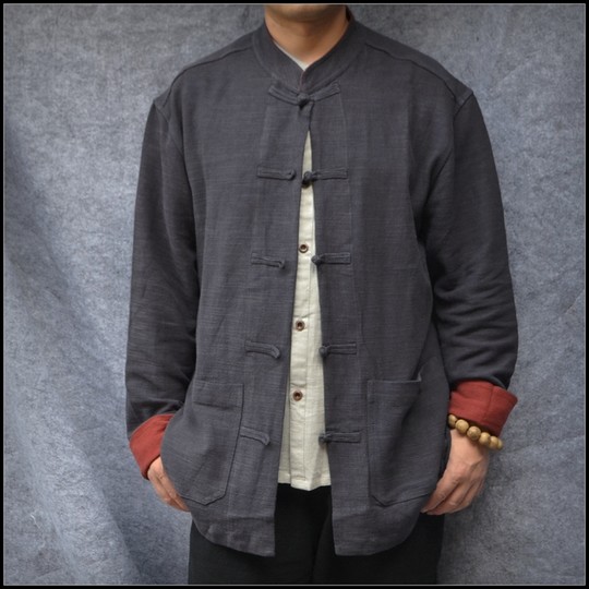 New cotton and linen Chinese style coat with long sleeves and Tang suit