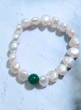 欧美风小众收藏品 少量孤品设计款 淡水珍珠手工琉璃拼接串珠手链