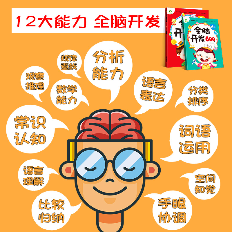 全脑开发600题6-7岁幼儿宝宝左右脑开发图书学前专注力训练思维升级启蒙早教畅销书IQCQEQ左脑右脑潜能开发绘本益智游戏书-图3