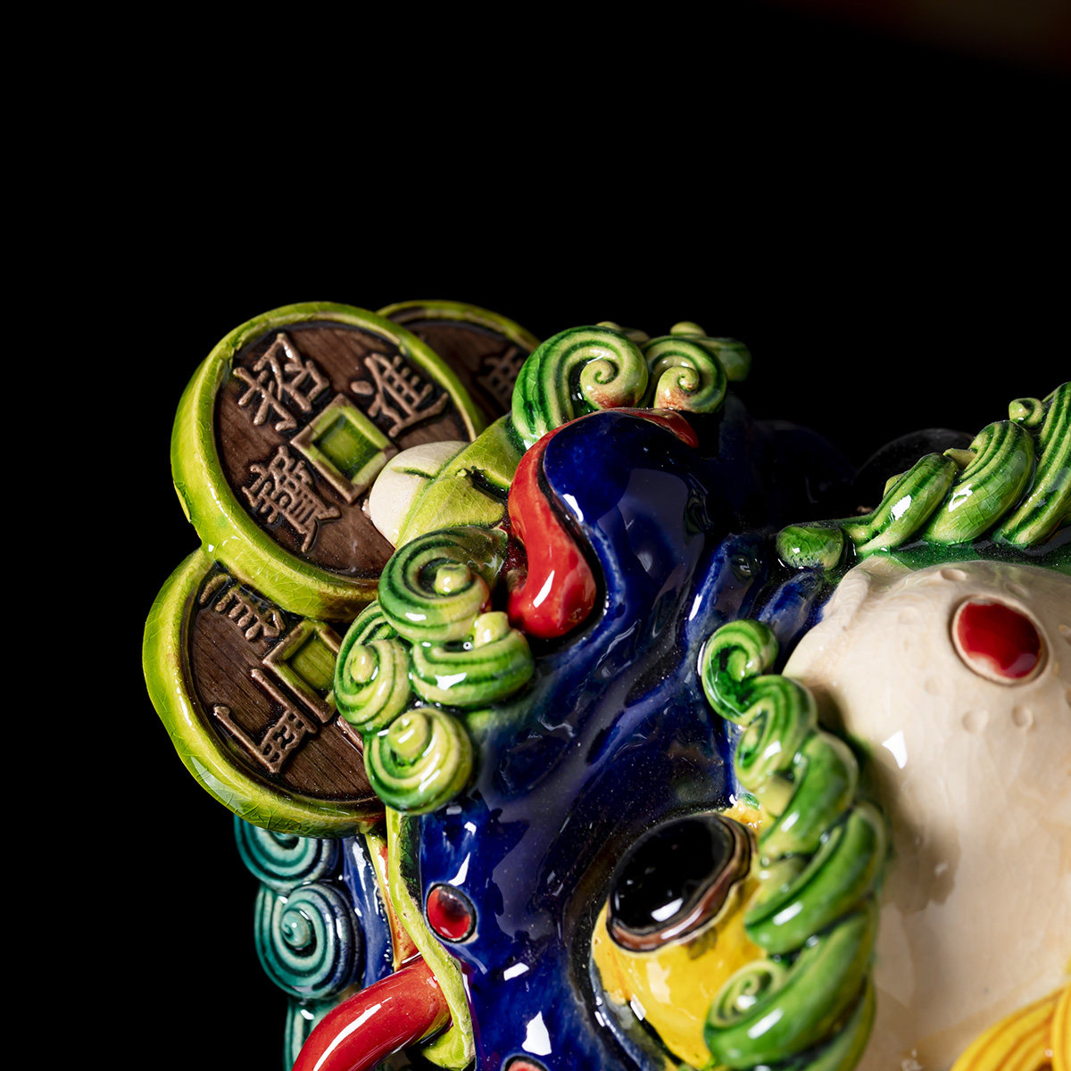 景德镇陶瓷交趾彩陶招财七彩三足莲花金蟾私人商务礼品摆件大号,淘宝优惠券,粉丝福利购,淘宝优惠卷