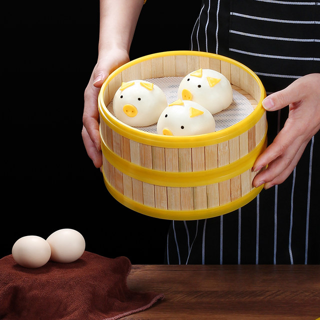 Plastic deepened bamboo steamer for commercial Cantonese tea snacks