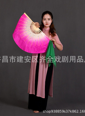 真丝舞蹈扇子跳舞扇一尺胶州秧歌扇子丝巾中国舞协考级云南花灯扇