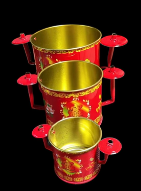 铁皮彩色香炉招财香炉上香福字金色红色祭拜插香烛炉圆形家用