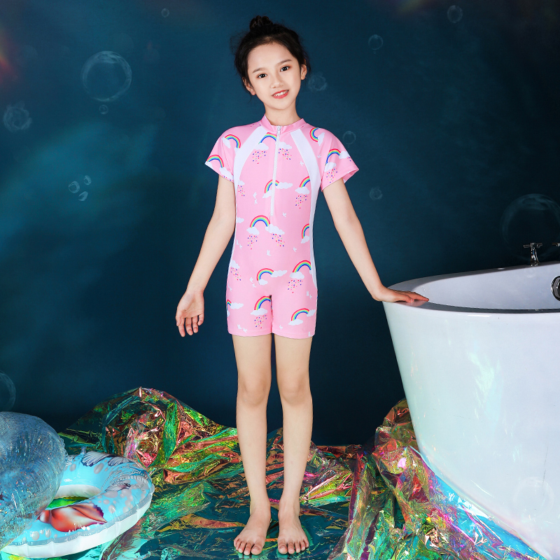 宜肤儿童泳衣女童中大童6-15岁2024新款连体两件套女孩韩国温泉装-图2