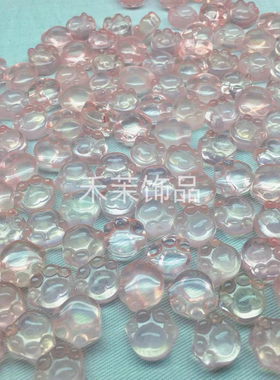 天然粉晶猫爪水晶雕刻件猫猫猫咪爪子小提溜配饰配珠卡通可爱饰品