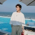 Sicily nam cổng gió mùa thu trắng đáy áo sơ mi ngắn tay áo sơ mi nam bình thường bảy điểm tay áo nam - Áo phông ngắn áo thun nam có cổ Áo phông ngắn
