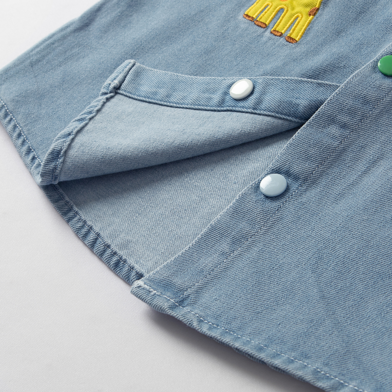 牛仔衬衫外套~日系儿童mk小熊动物衬衫男女童加厚款外套牛仔上衣 - 图1