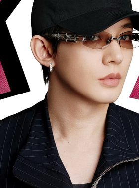 2026新潮中古无框长方形金属水银色墨镜五角星Y2K科技酷太阳眼镜