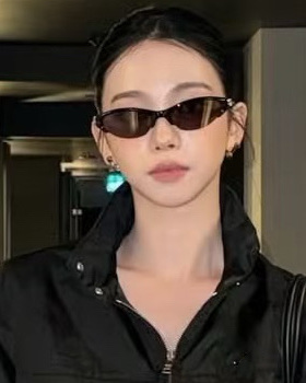 豹纹蓝片韩系半框猫眼太阳眼镜柳智敏款复古金属风墨镜防晒ins潮