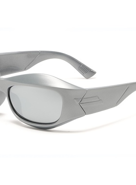 未来感异形夸张曲面宽边果绿色B家太阳眼镜男女街拍遮阳骑行墨镜