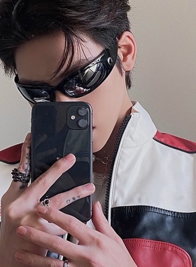 水冰月千禧年Y2K镜面墨镜时髦凹造型户外运动未来感街拍太阳眼镜