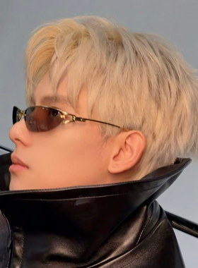 2026男神y2k复古先锋半框弧形金框茶色太阳镜防紫外线冷光镜墨镜