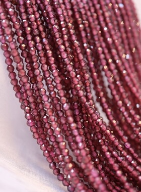 天然石榴石钻切圆珠/印度紫牙乌/1.9mm长39cm/串珠diy梭编材料