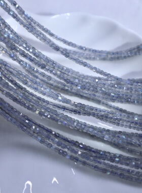 清冷感拉满！天然灰月光小方2～3mm39cm/梭编串珠材料