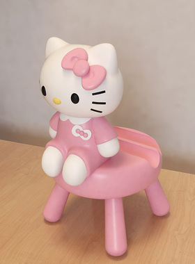 卡通造型HelloKitty床头柜多巴胺装饰摆件懒人追剧手机平板置物架