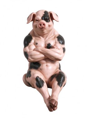 搞怪大力士花猪吊脚创意树脂动物工艺品样板间电视柜个性桌面摆件