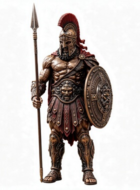 古希腊斯巴达战士长矛盾牌武士雕像男生书房酒柜个性软装摆设礼物