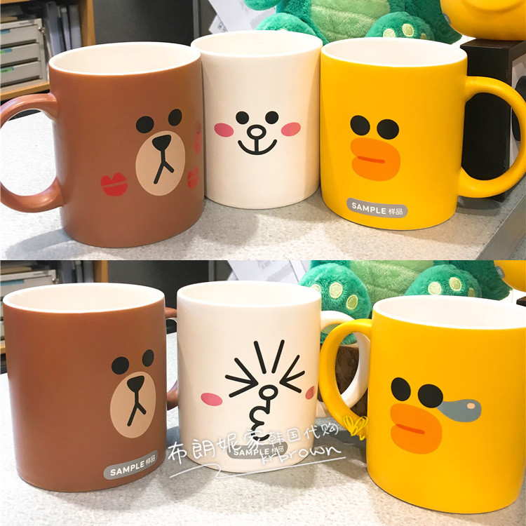 韓國採購LINE FRIENDS布朗熊 可妮兔 莎莉 馬克杯 陶瓷杯子 水杯