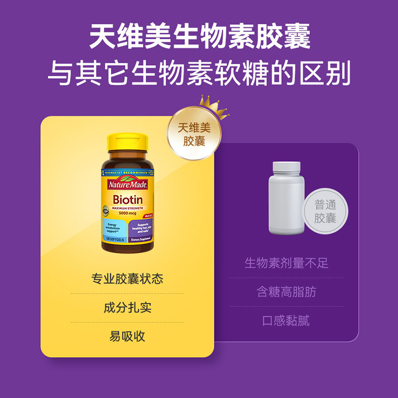 临期NatureMade生物素胶囊5000天维美biotin维生素b7维b养发脱发,淘宝优惠券,粉丝福利购,淘宝优惠卷