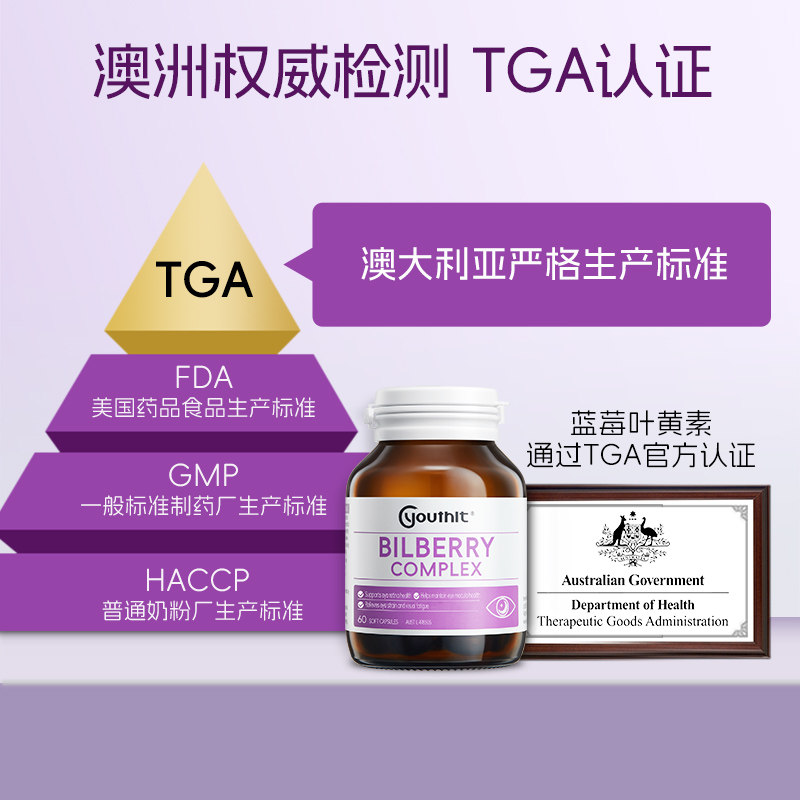 澳洲优思益蓝莓提取物叶黄素护眼胶囊花青素丸片欧洲越橘浓缩精华