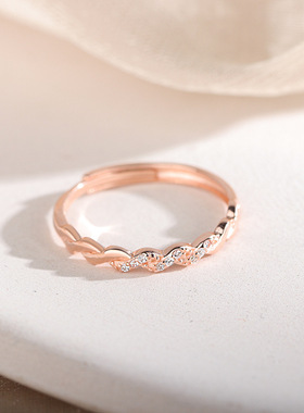 s925纯银编织麻花戒指女ins时尚个性食指戒网红简约开口2025新款